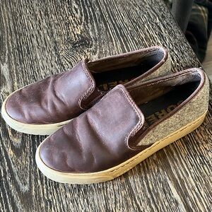 Brown Slip-On Leather Sneakers